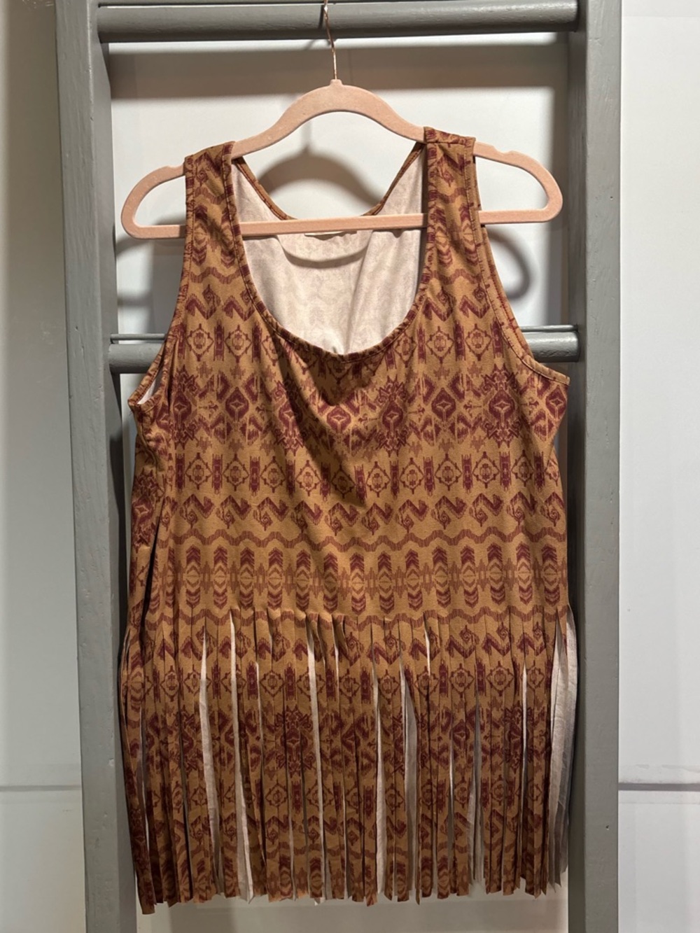Easel Sm Brown southwest Fringe tank, western, festival, bohemian, free spirit